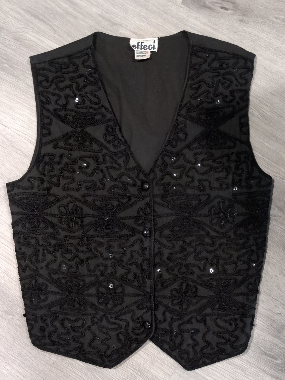 Black Beaded V-Neck Womens Vest Medium